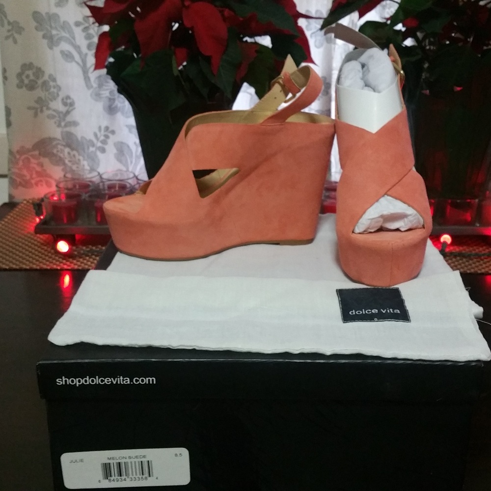 Melon Suede Wedges